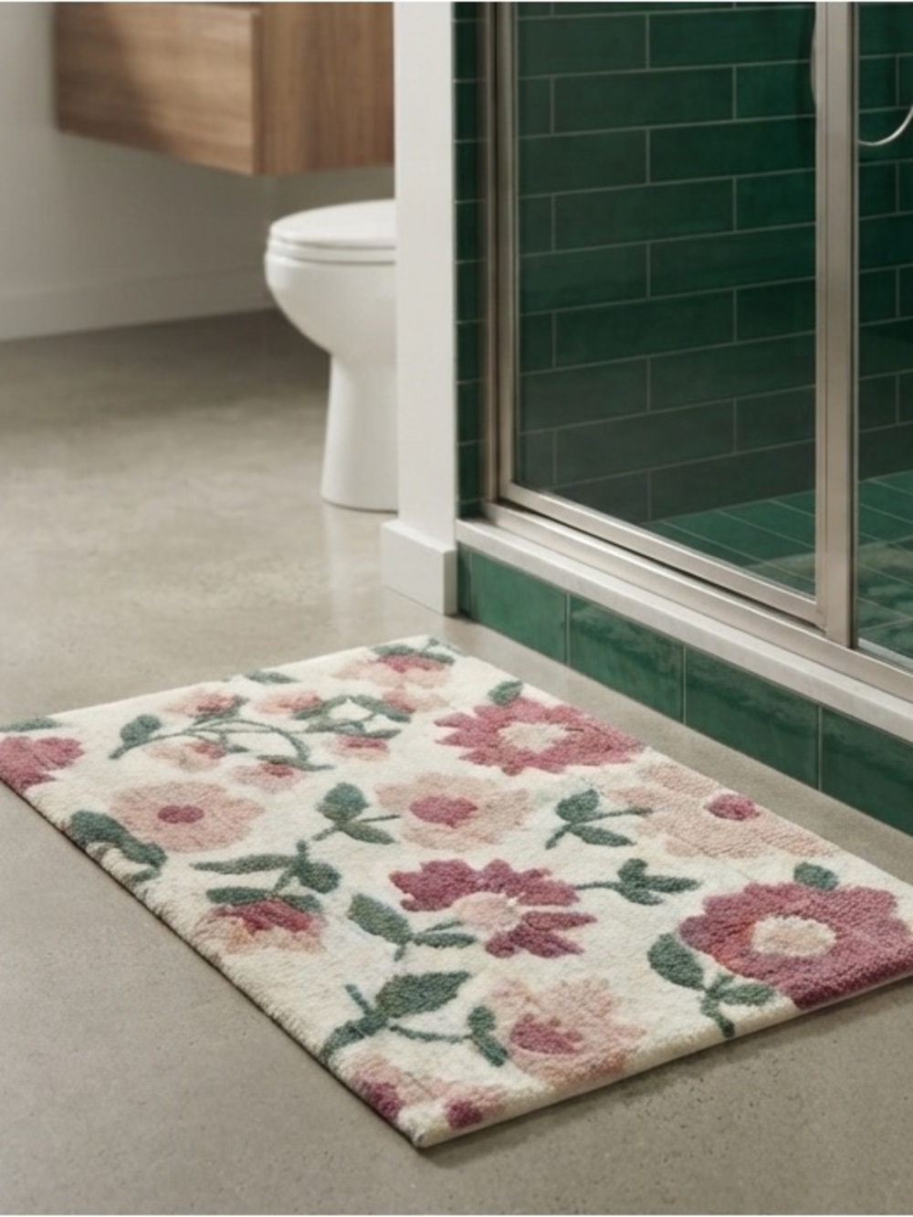 NWT Kate Spade Bath Rug Plush Mat Multicolor Floral Polyester,  21” X 34”